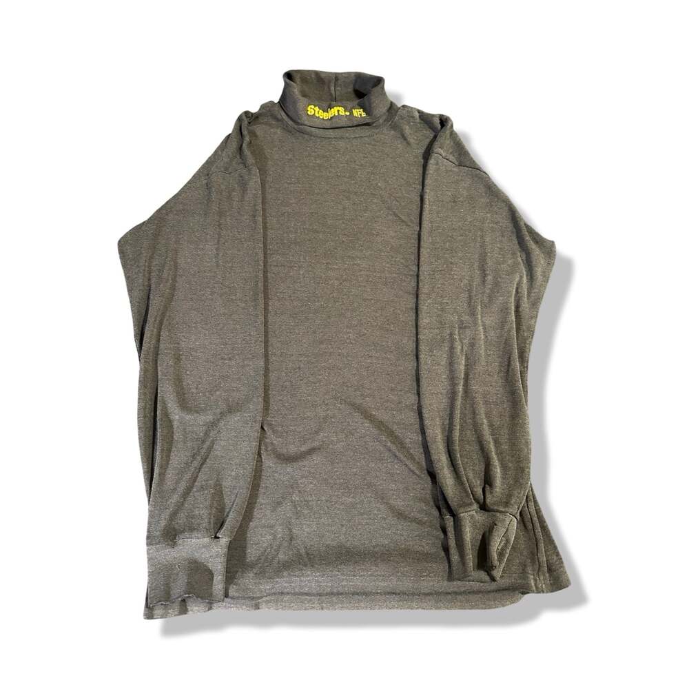 Vintage Pittsburgh Steelers NFL Majestic Grey Long Sleeve Turtleneck Shirt